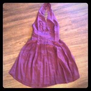 Burgundy silk halter mini dress - black halo